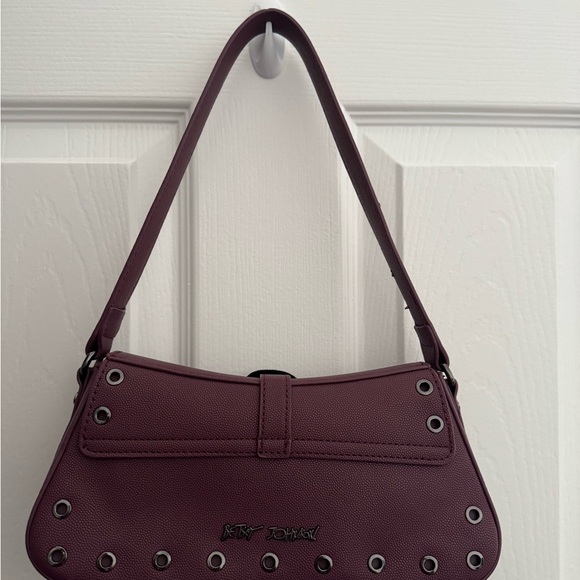 Burgundy Studded Shoulder Bag - Picture 2 of 3